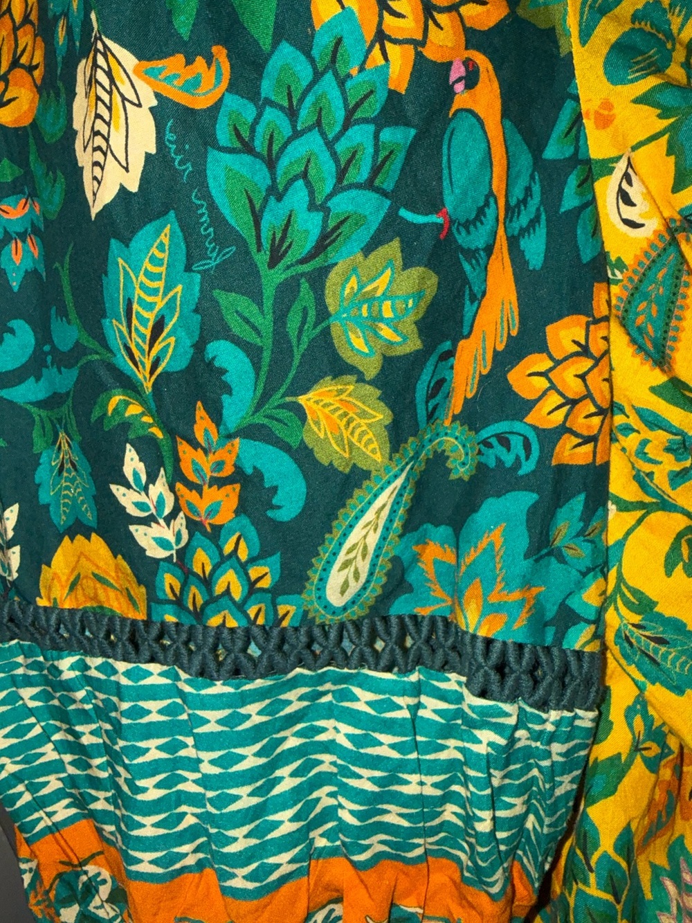 Farm Rio for Anthropologie size M top multi color with crochet details - Picture 2 of 6